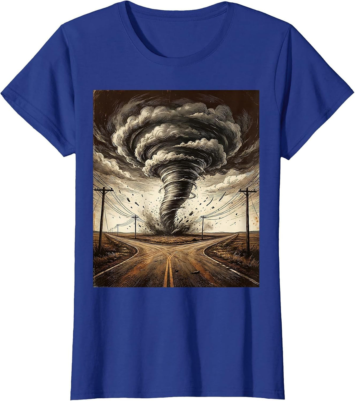 Women's Tornado Crossroads Graphic Tee - Turning Point T-Shirt - Royal Blue
