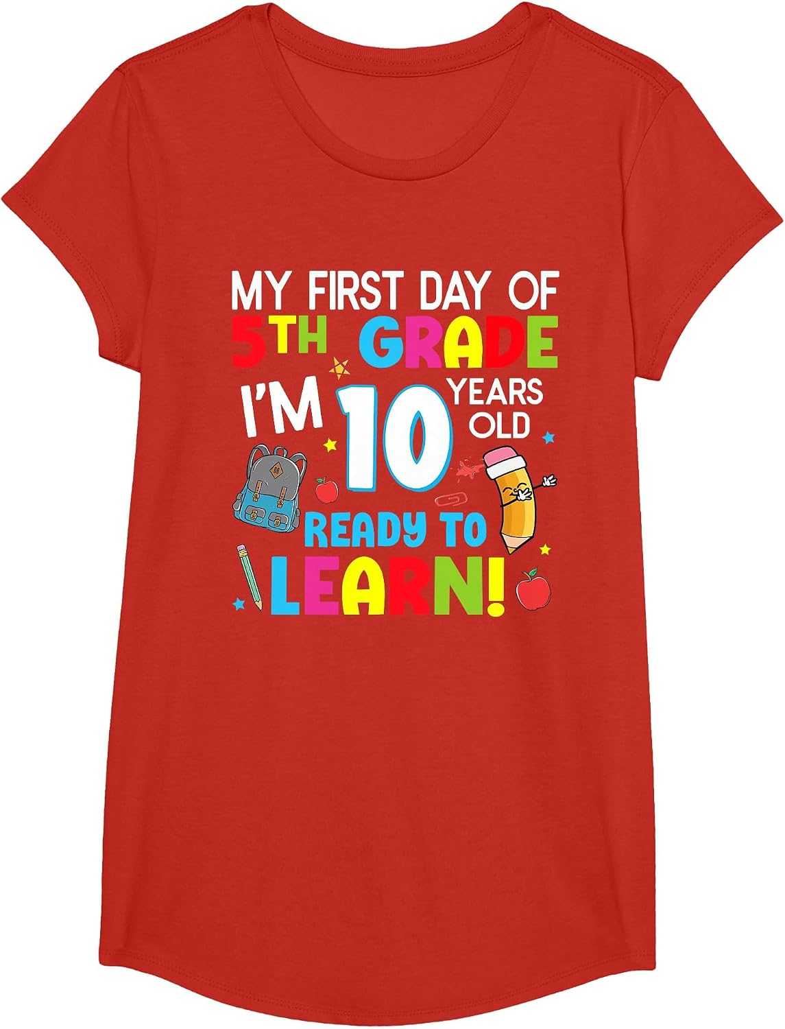 My First Day of 5th Grade Shirt for Girls Boys Back to School Fifth Grade Tee T-Shirt - Girls Red