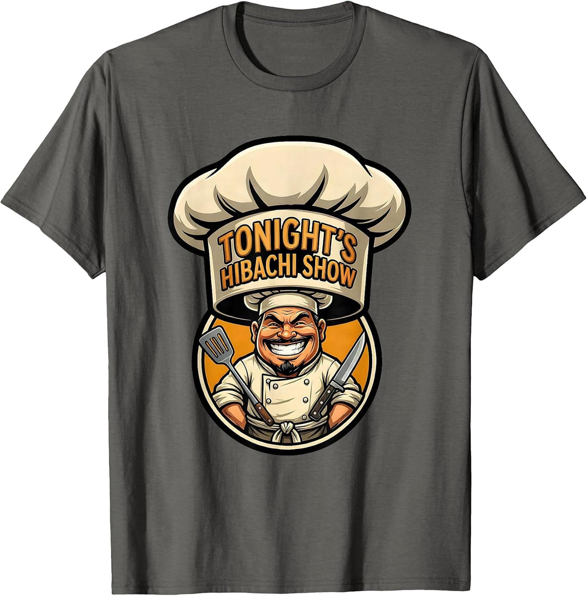 Men's Tonight's Hibachi Show Funny Chef Halloween Costume T-Shirt - Asphalt Grey