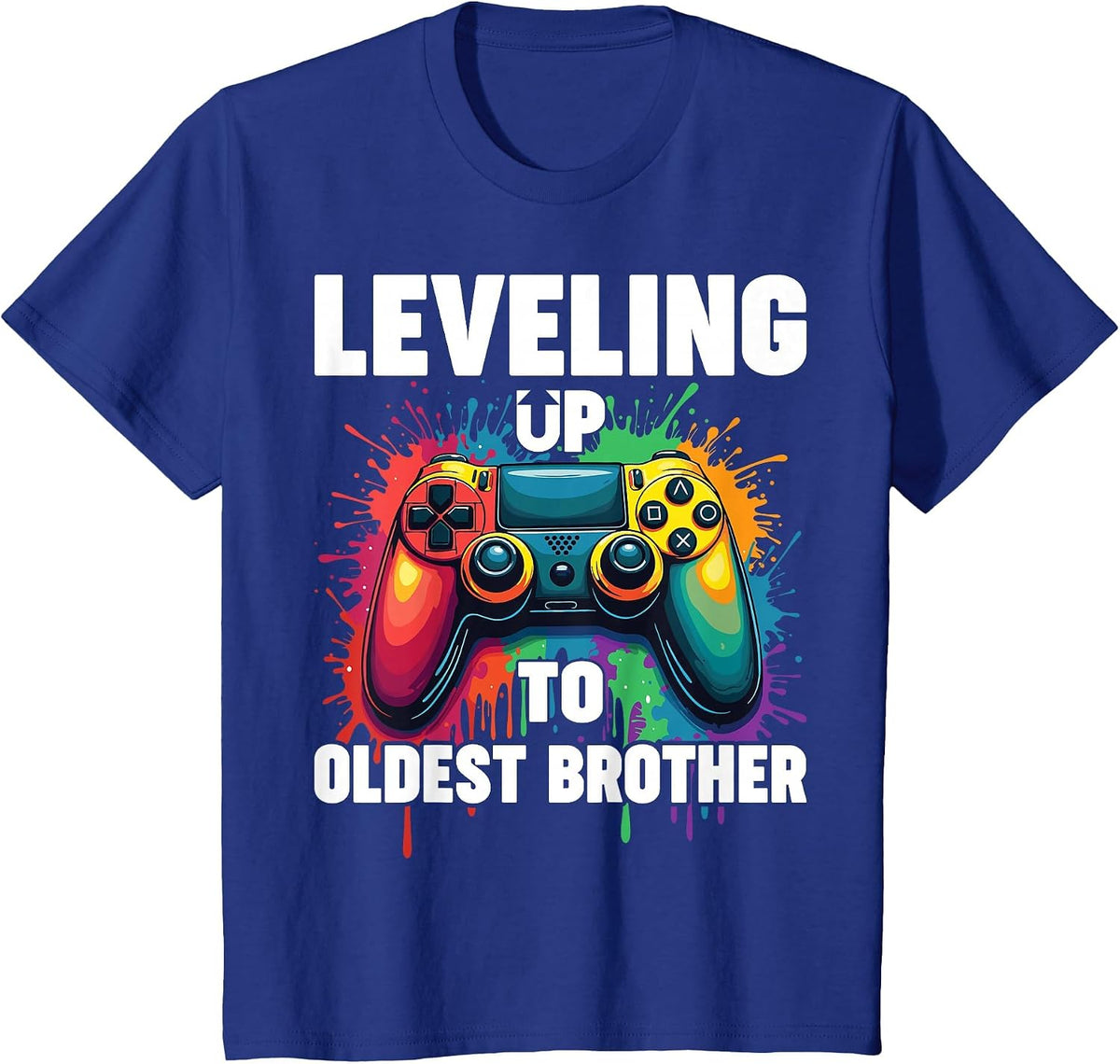 Gender Reveal Gamer Leveling Up to Oldest Brother T-Shirt - Royal Blue