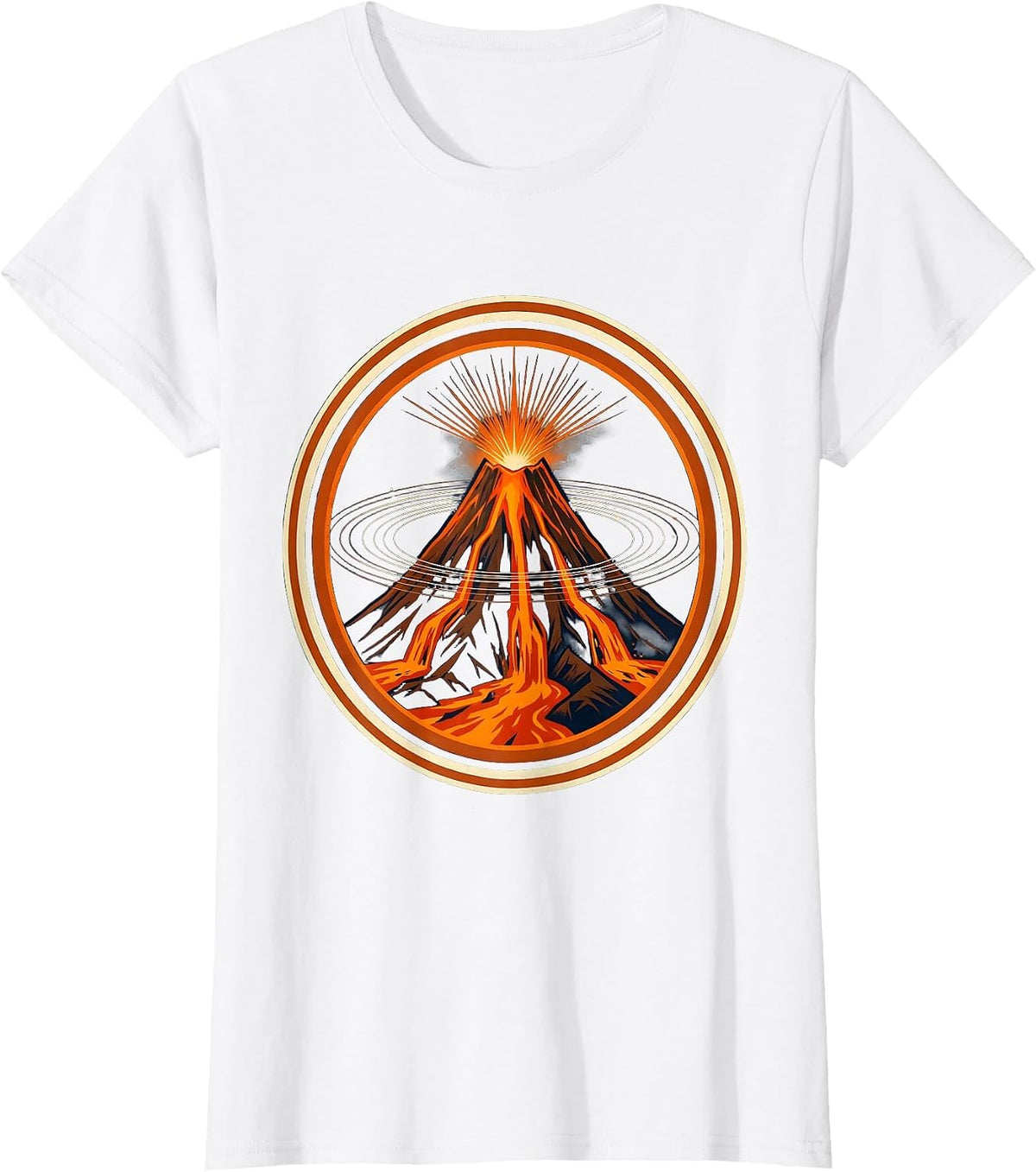 Hawaii Volcano Night Lava Eruption Graphic T-Shirt - White