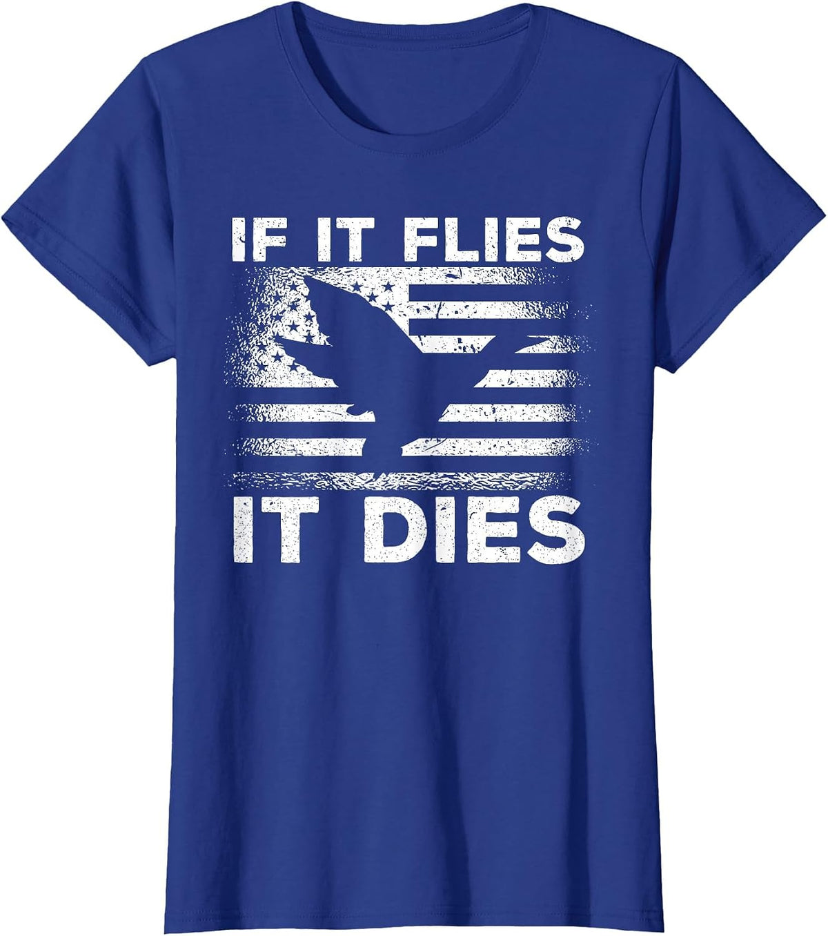 If It Flies It Dies American Flag Duck Hunter T-Shirt - Royal Blue