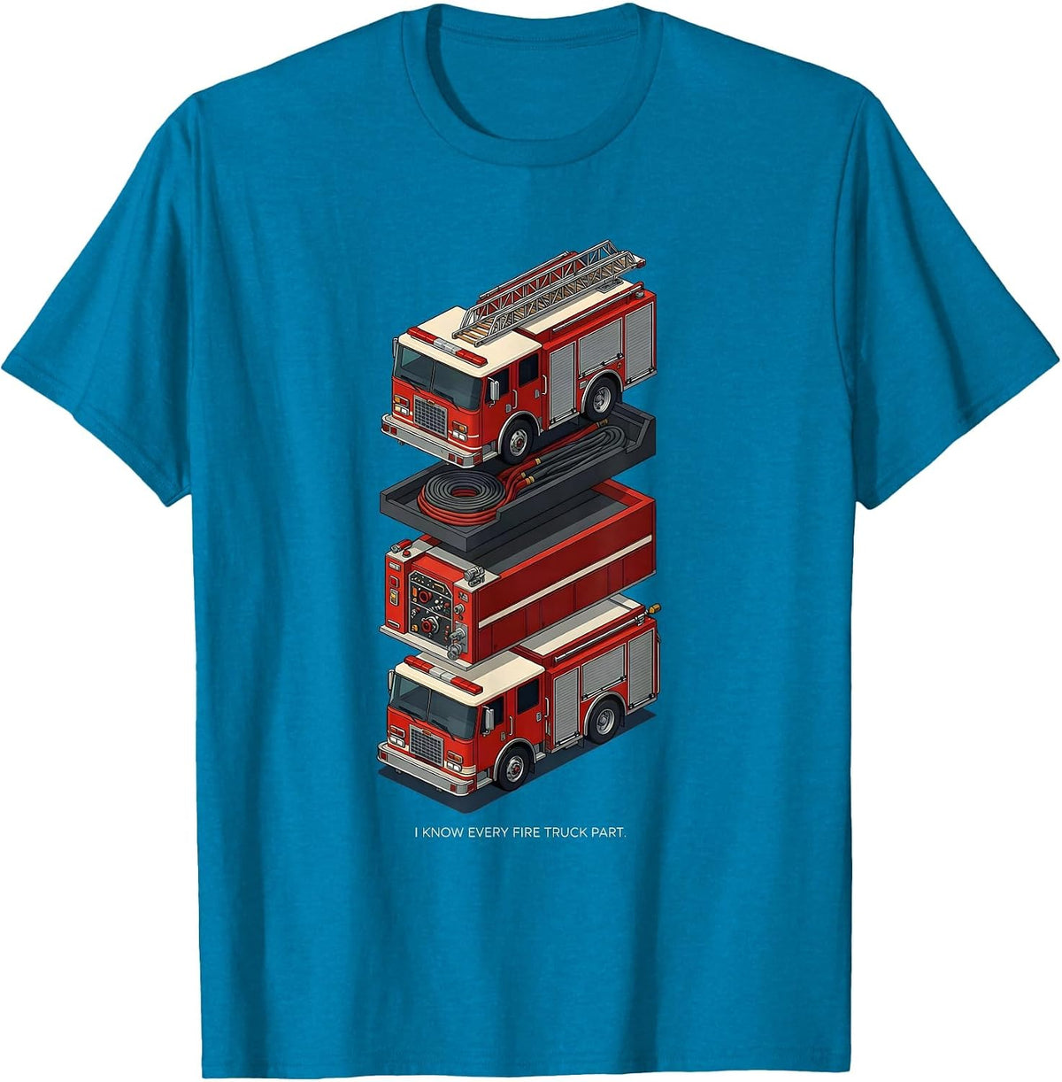 I Know Every Fire Truck Part Kids Firefighter Fire Truck 3rd T-Shirt - Sapphire Blue