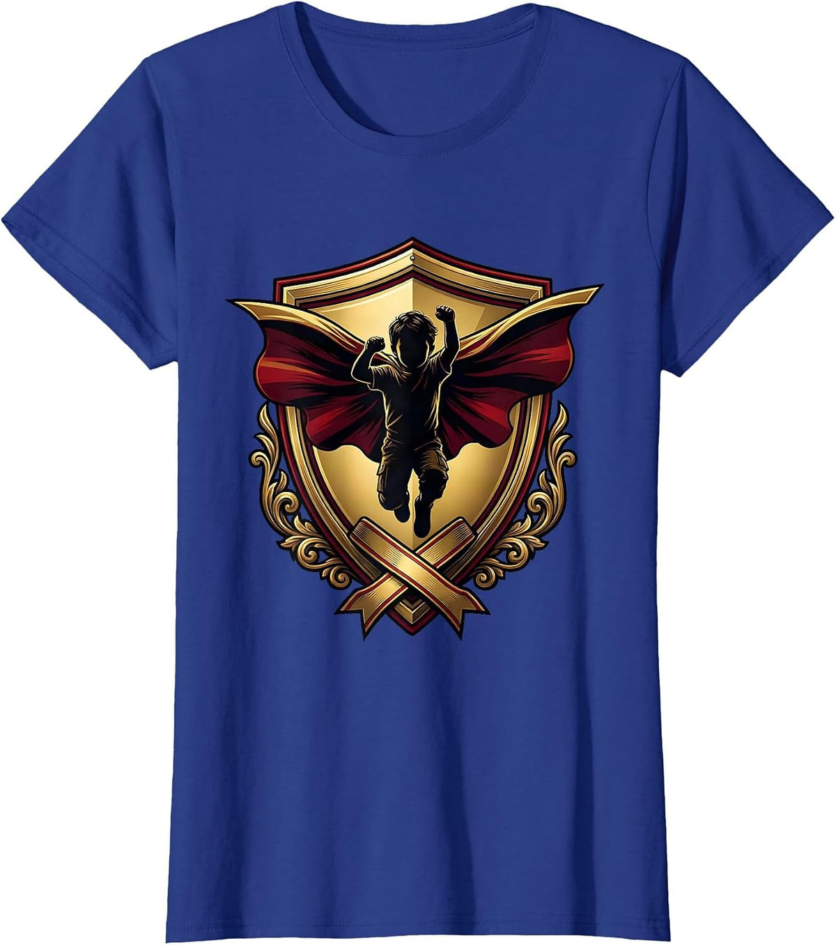 Women's Down Syndrome Awareness Superhero Child Cape T-Shirt - Royal Blue