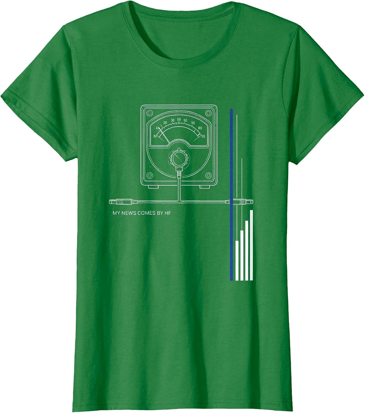 Women's My News Comes By HF Swiss International Ham Radio Operator T-Shirt - Kelly Green