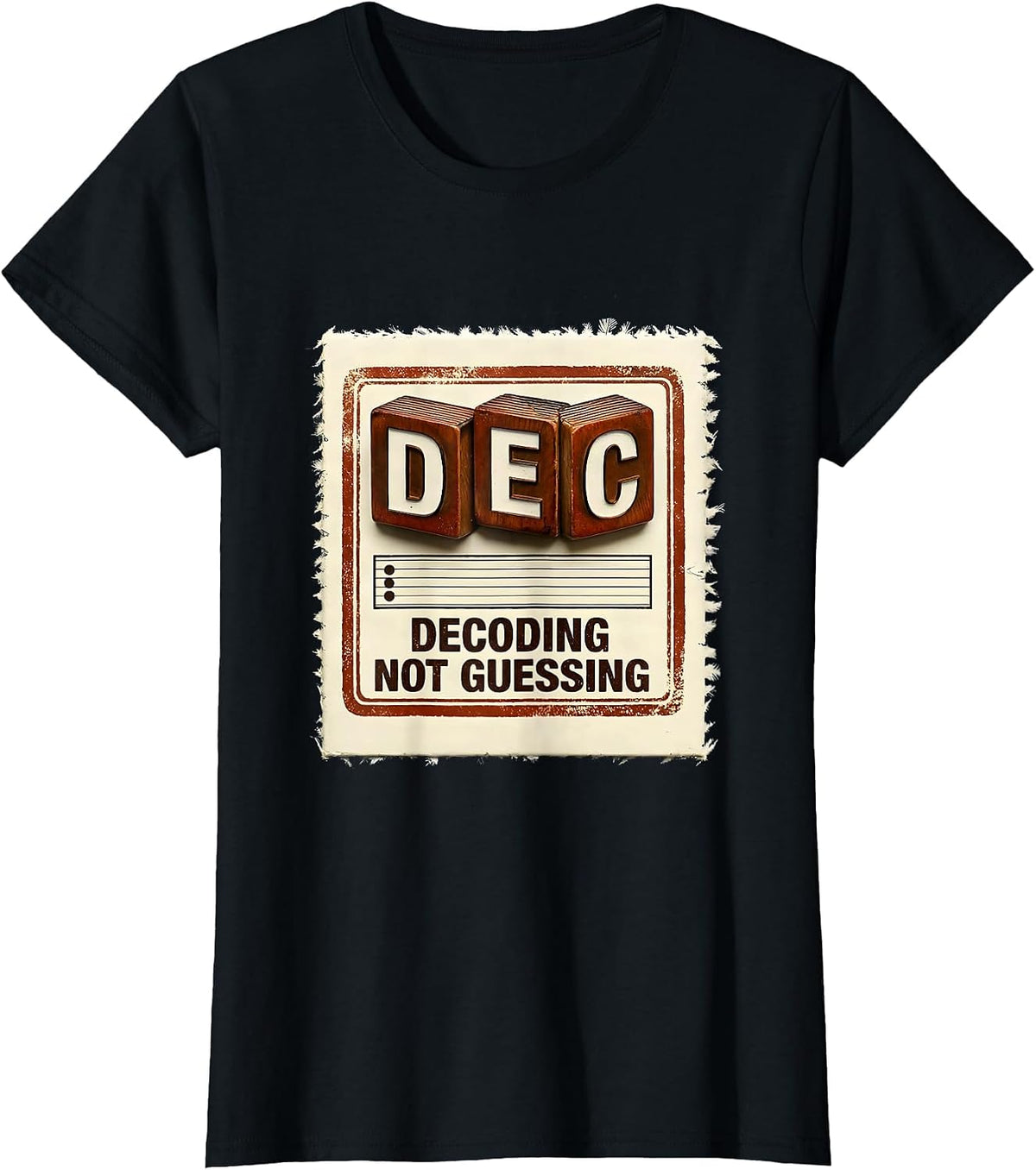 Women's Decoding, Not Guessing Funny Reading Teacher Literacy Humor T-Shirt - Black