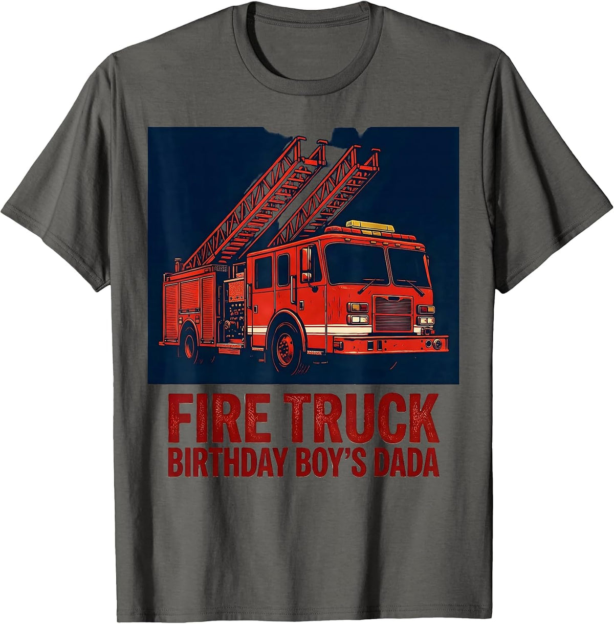Fire Truck Birthday Boy's Dada Fire Truck Daddy Firefighter T-Shirt - Asphalt Grey