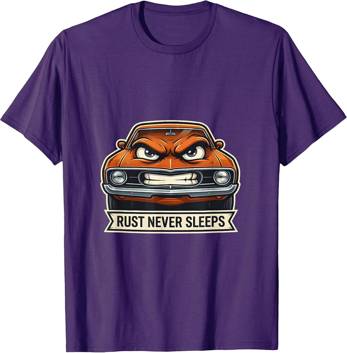 Men's Rust Never Sleeps Classic Car Enthusiast Design T-Shirt - Purple