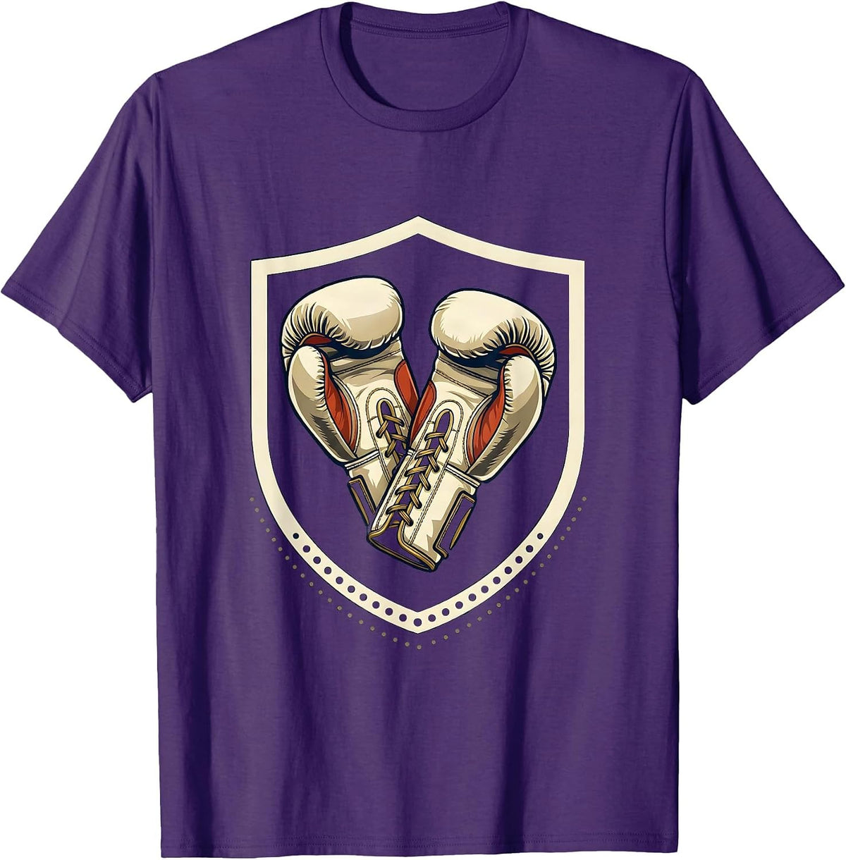 Sealed Shield Boxing Gloves Emblem Vintage Athletic T-Shirt - Purple