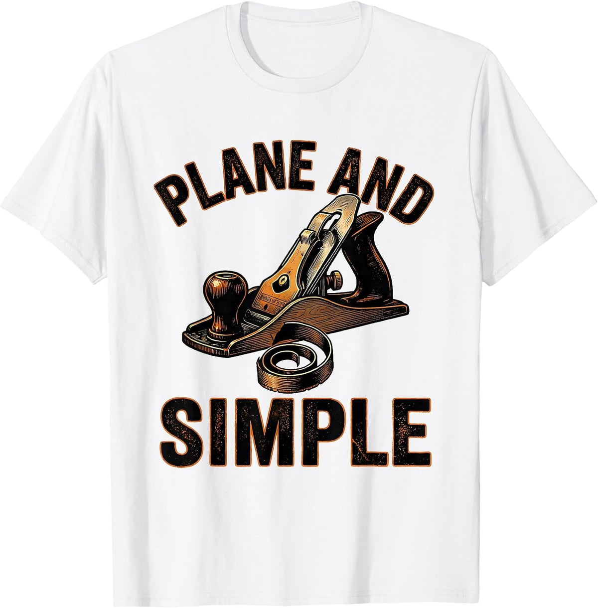 Men's Plane And Simple Vintage Carpenter Dad Humor Woodworking T-Shirt - White