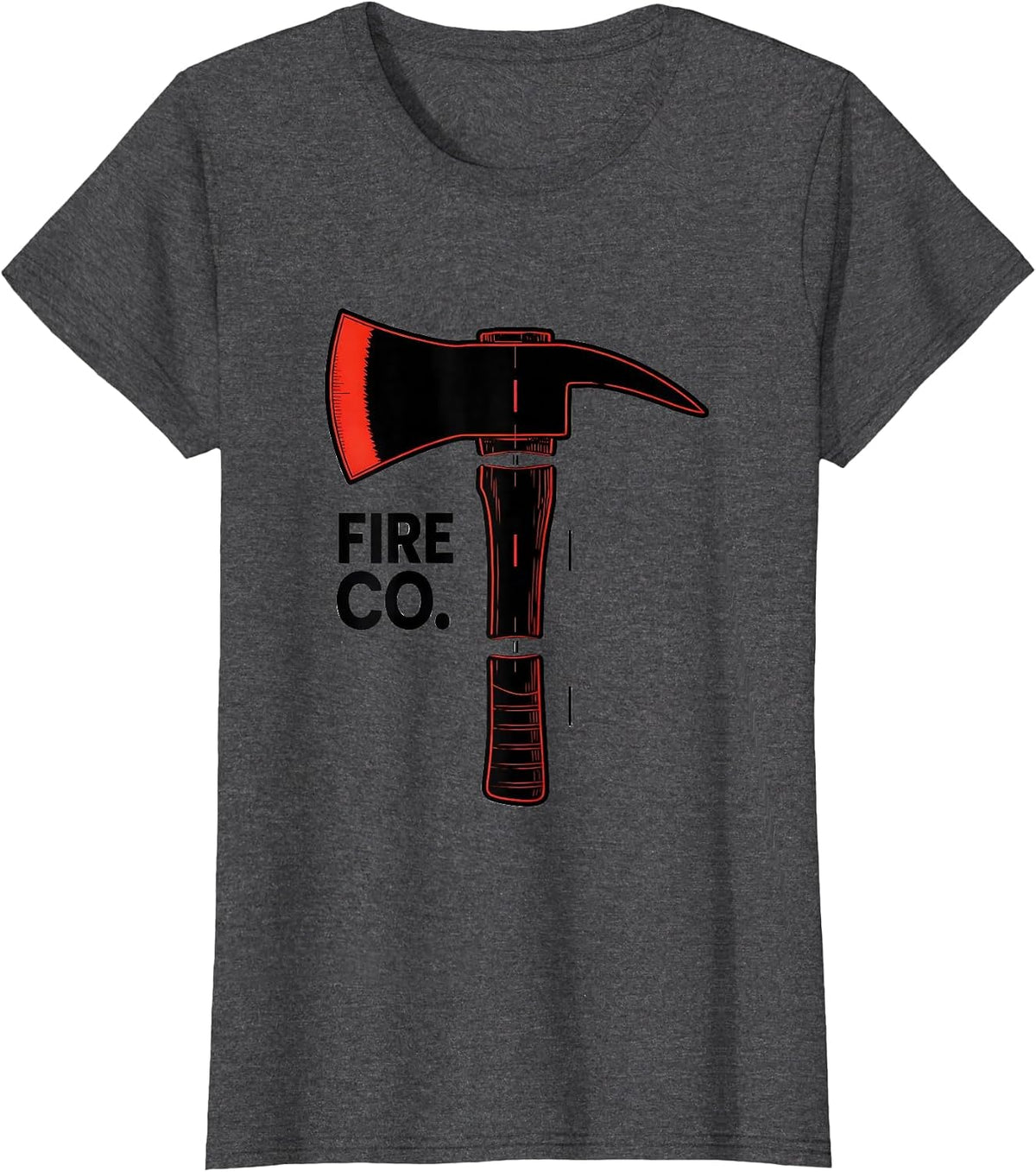 Women's FIRE CO. Exploded Fire Axe Firefighter Department Pride T-Shirt - Dark Heather Grey