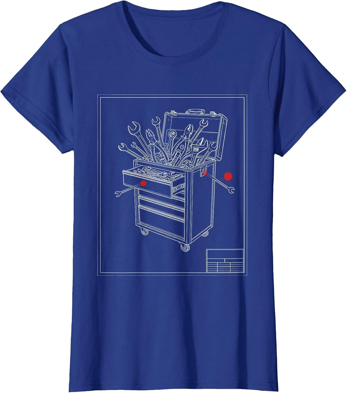 Women's Garage Toolbox Overflowing With Wrenches T-Shirt - Royal Blue