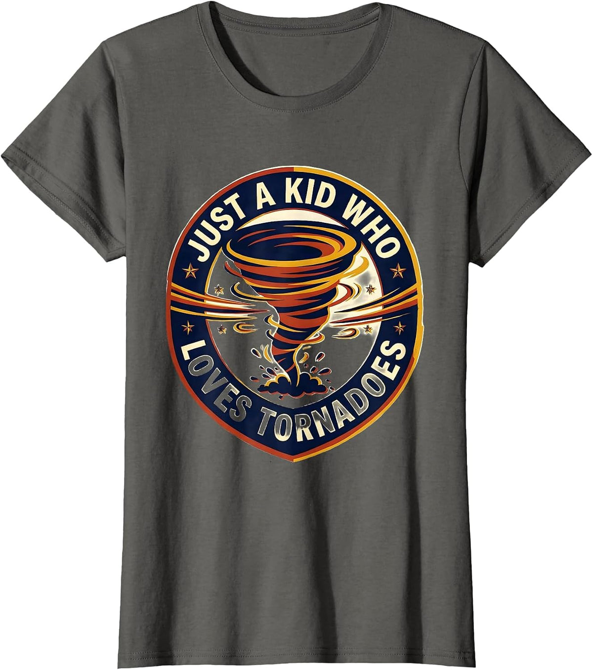 Women's Just A Kid Who Loves Tornadoes Funny Storm Chaser T-Shirt - Asphalt Grey