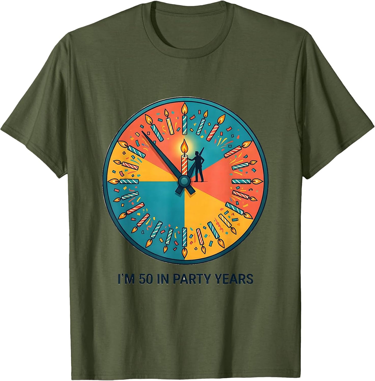 I’m 50 In Party Years Funny Milestone Birthday Humor T-Shirt - Olive Green