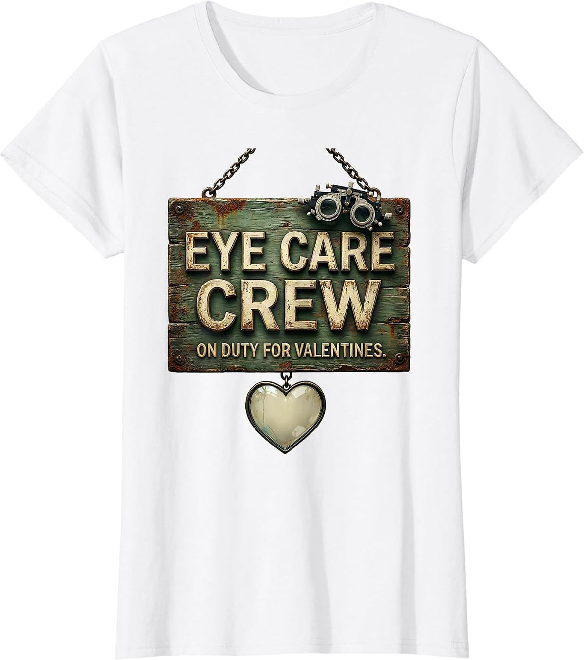 Women's Eye Care Crew On Duty For Valentines Vintage Optometrist T-Shirt - White