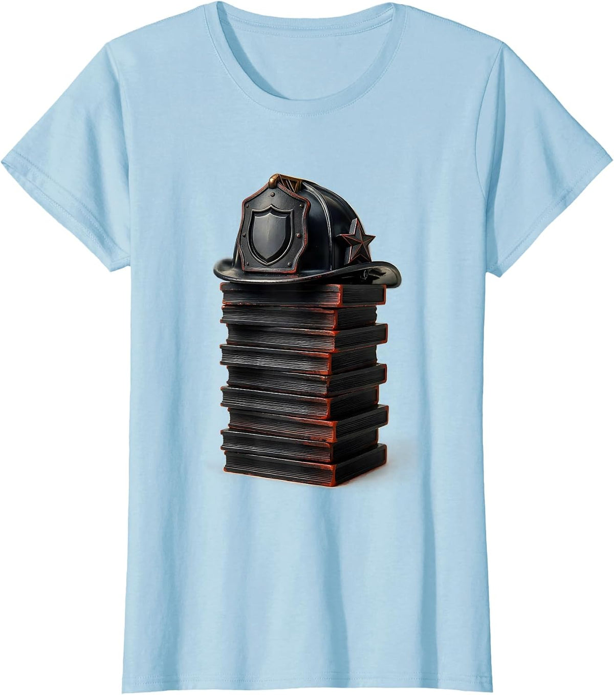 Women's Locked Block Fire Truck Firefighter Birthday Boy T-Shirt - Baby Blue