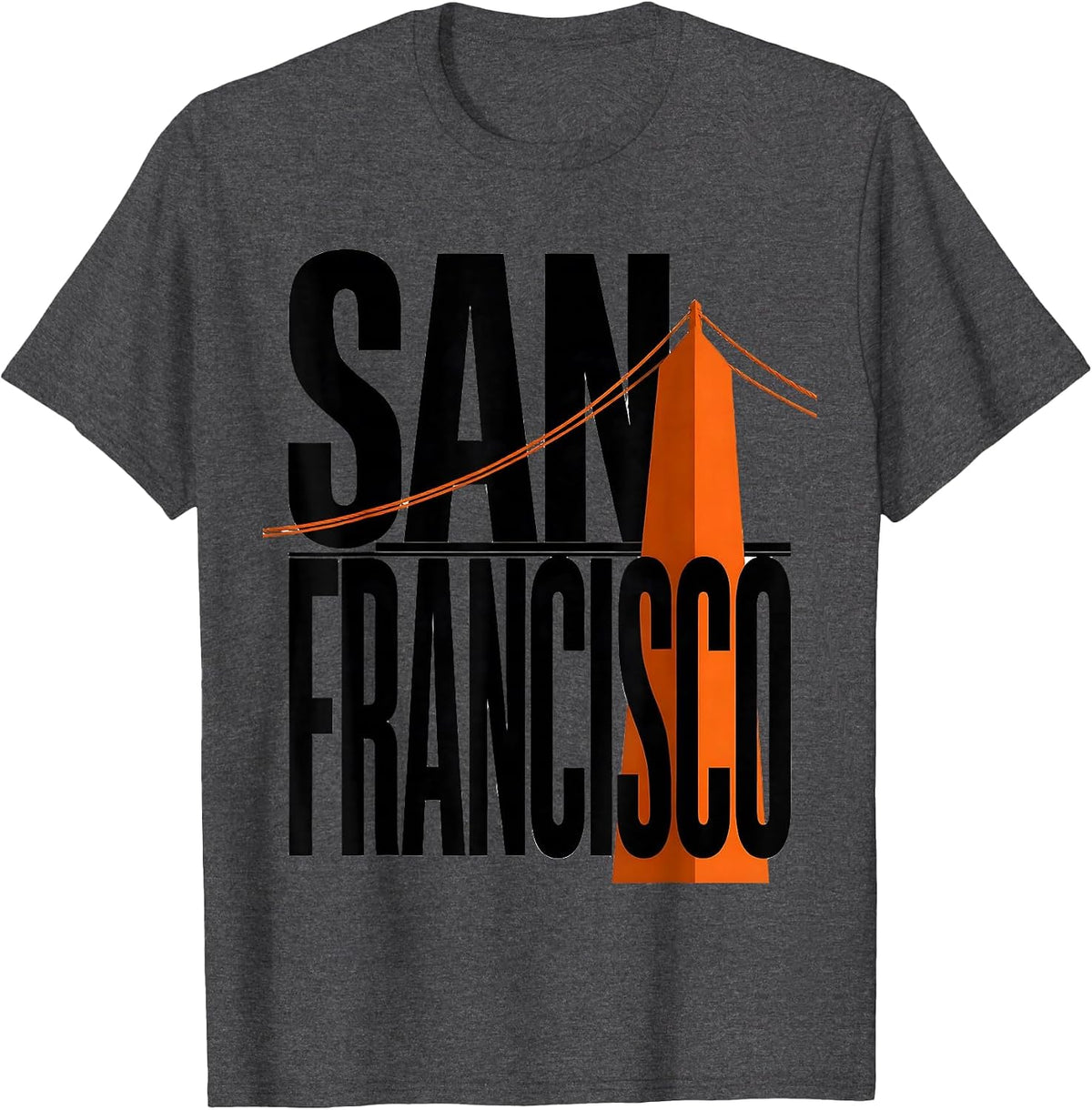 San Francisco Golden Gate Bridge Souvenir Gift Design T-Shirt - Dark Heather Grey