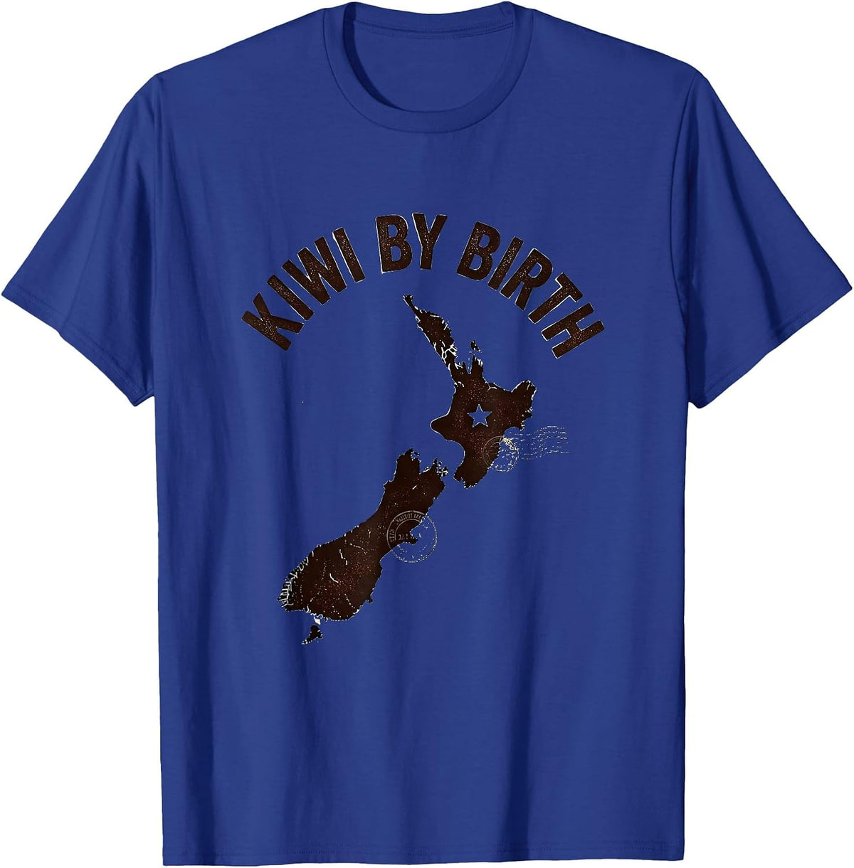 Men's Kiwi By Birth Vintage New Zealand Map National Pride T-Shirt - Royal Blue
