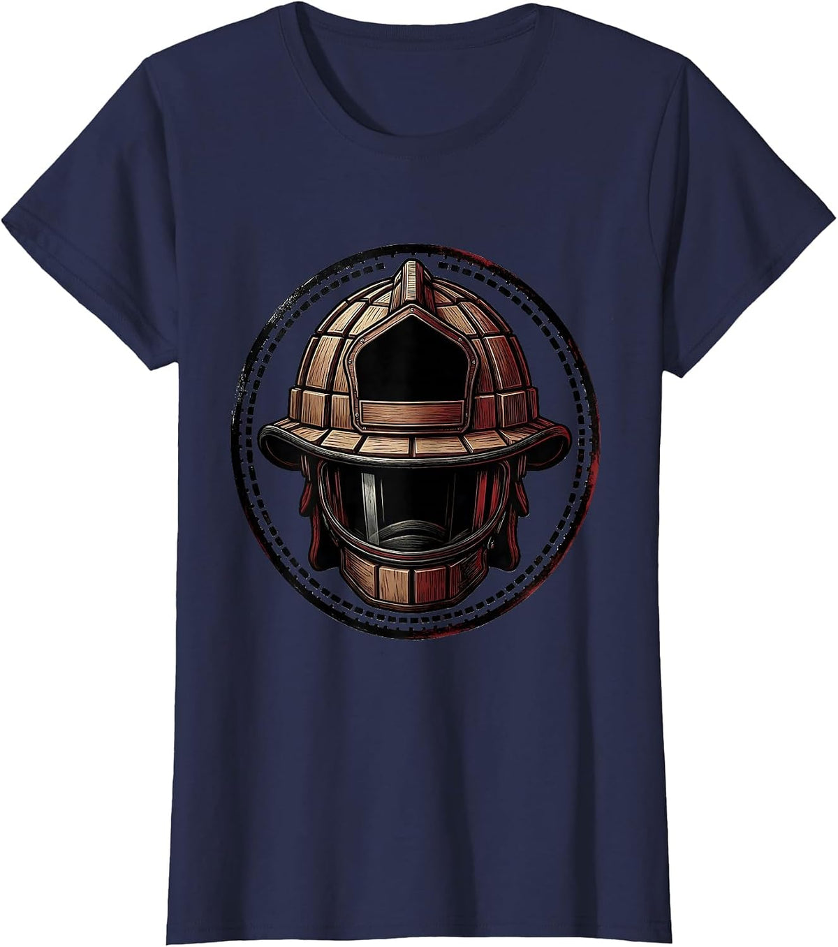 Women's Firefighter Helmet Badge Humor Occupation Pride T-Shirt - Navy Blue