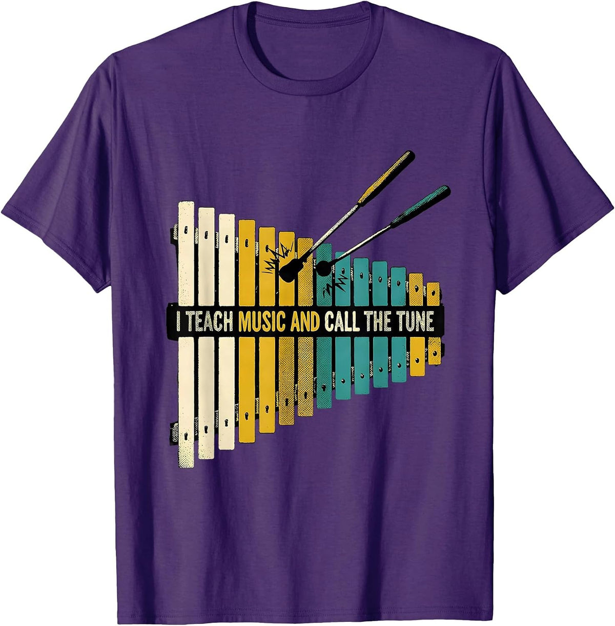 Men's I Teach Music And Call The Tune Funny Music Teacher Humor T-Shirt - Purple