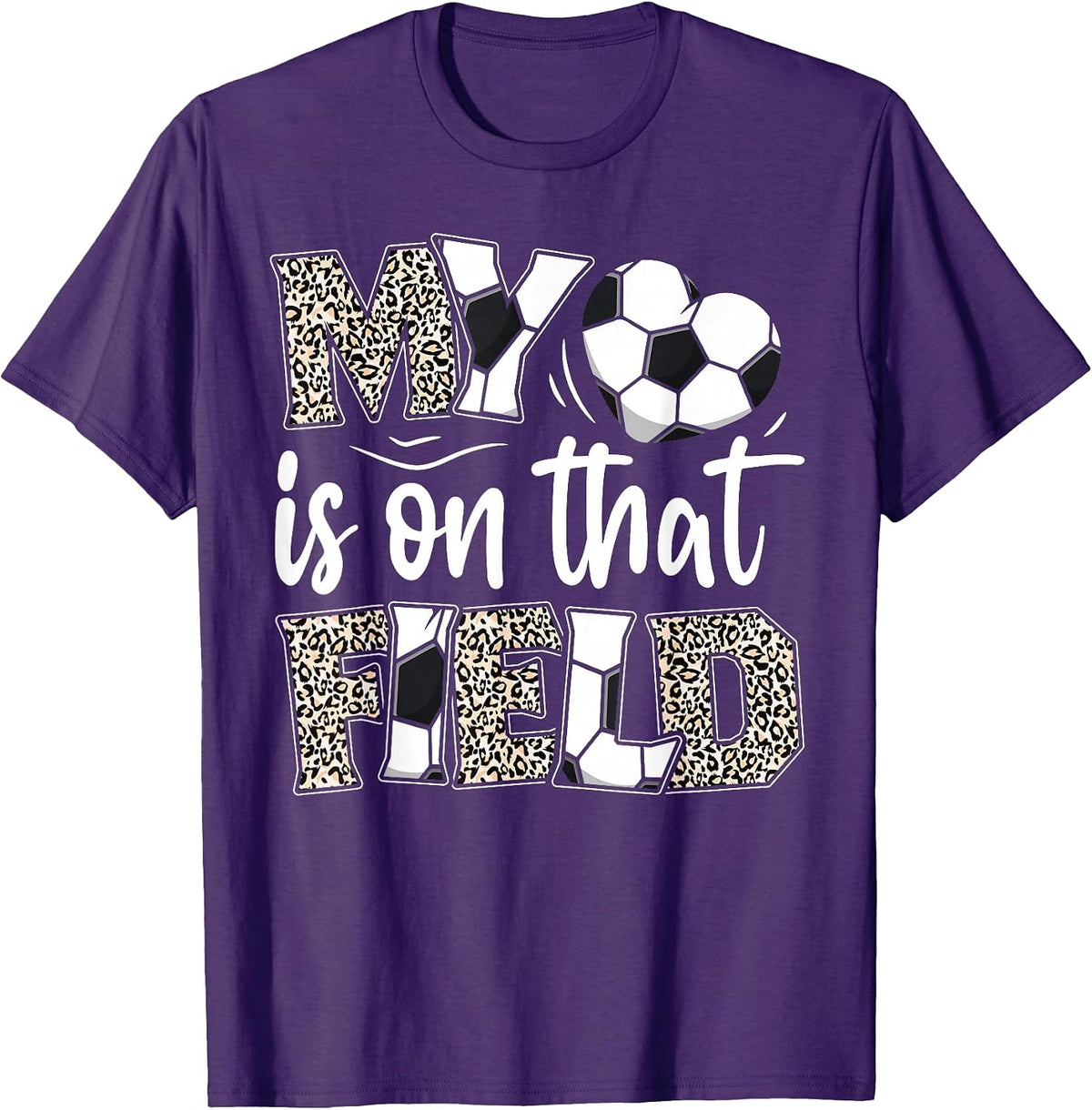 My Heart is on that Field Soccer Leopard Soccer mom Player T-Shirt, Men, Black, Small - As Pictured