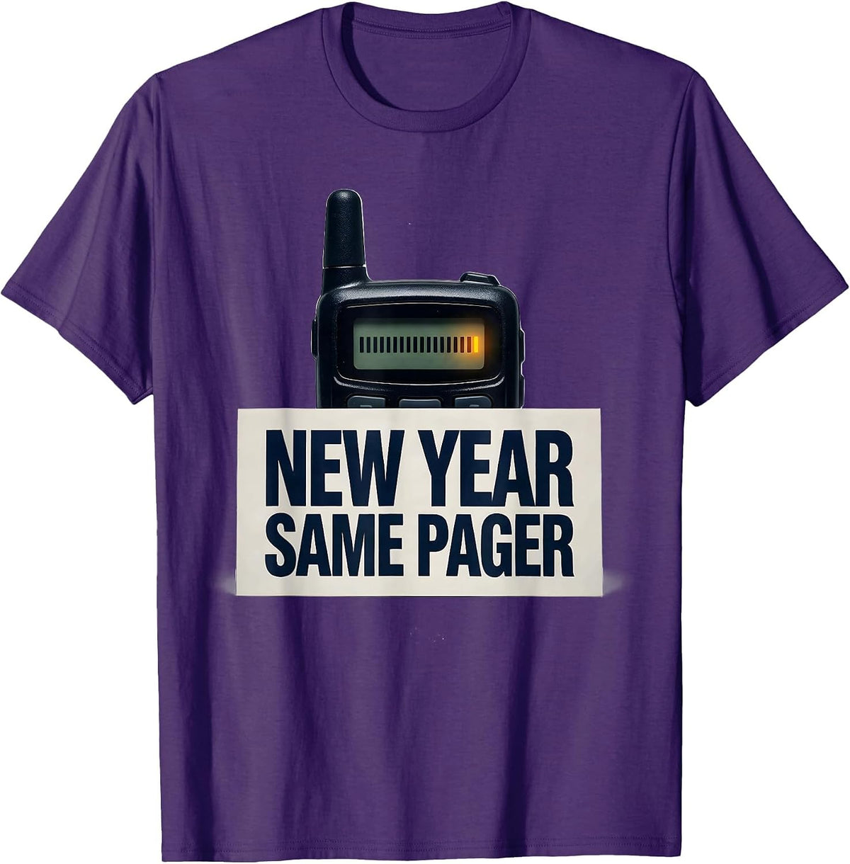 New Year, Same Pager Funny Nurse Crew Party New Years Eve T-Shirt - Purple