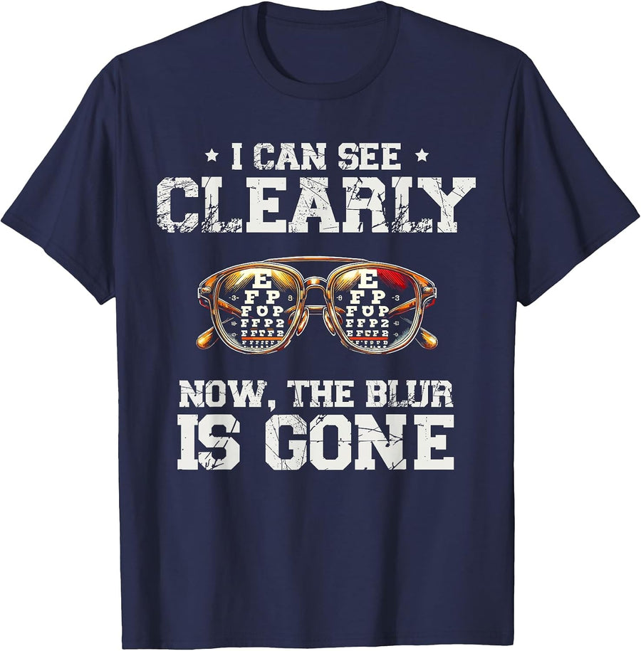 I Can See Clearly Now The Blur is Gone Optometrist Doctor T-Shirt - Navy Blue