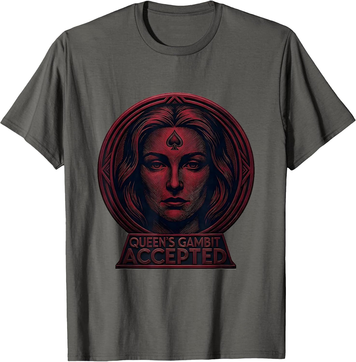 Queen's Gambit Accepted Retro Chess Queen Empowerment T-Shirt - Asphalt Grey