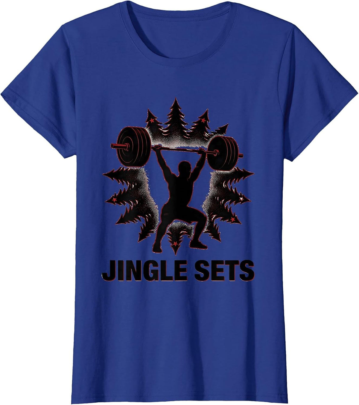 Women's Jingle Sets Blackwork Dotwork Christmas Weightlifting Gym T-Shirt - Royal Blue