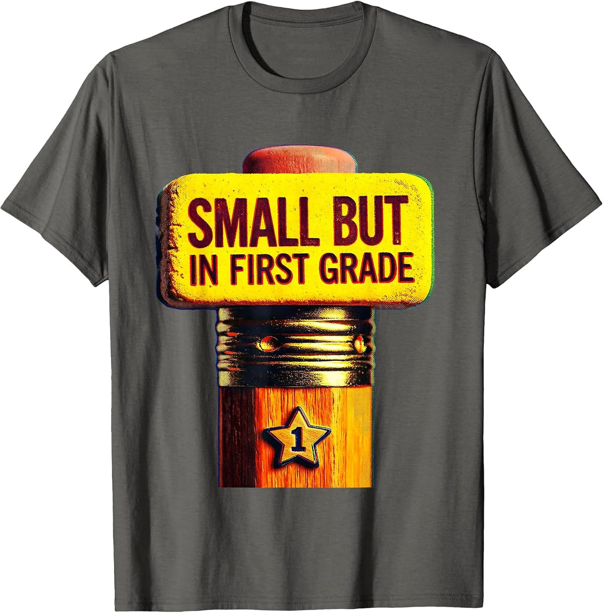 Small But In First Grade Kids School Design T-Shirt - Asphalt Grey
