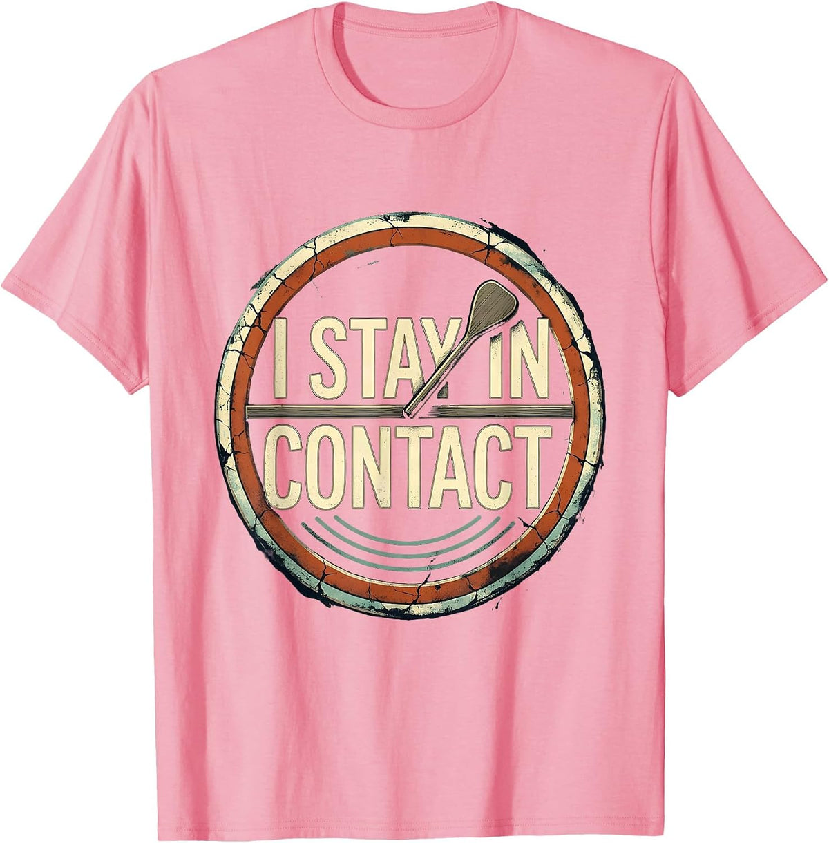 Men's I Stay In Contact Distressed Ham Radio Operator Hobby Humor T-Shirt - Pink