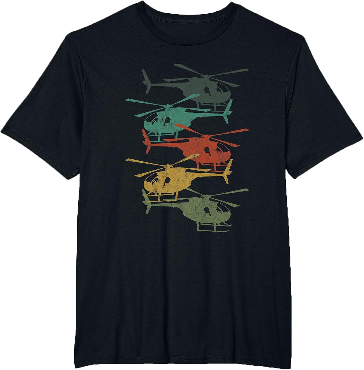 Retro Aircraft Helicopter Lover Pilot Aviation T-Shirt - Black