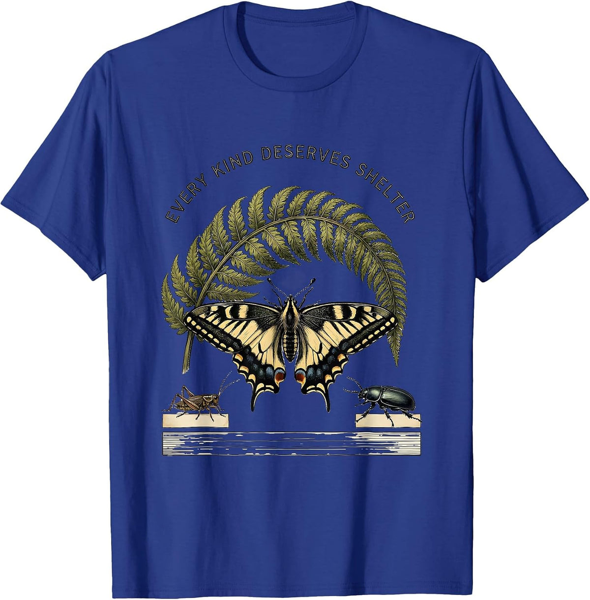 Every Kind Deserves Shelter Entomology Bug Collector Nature T-Shirt - Royal Blue