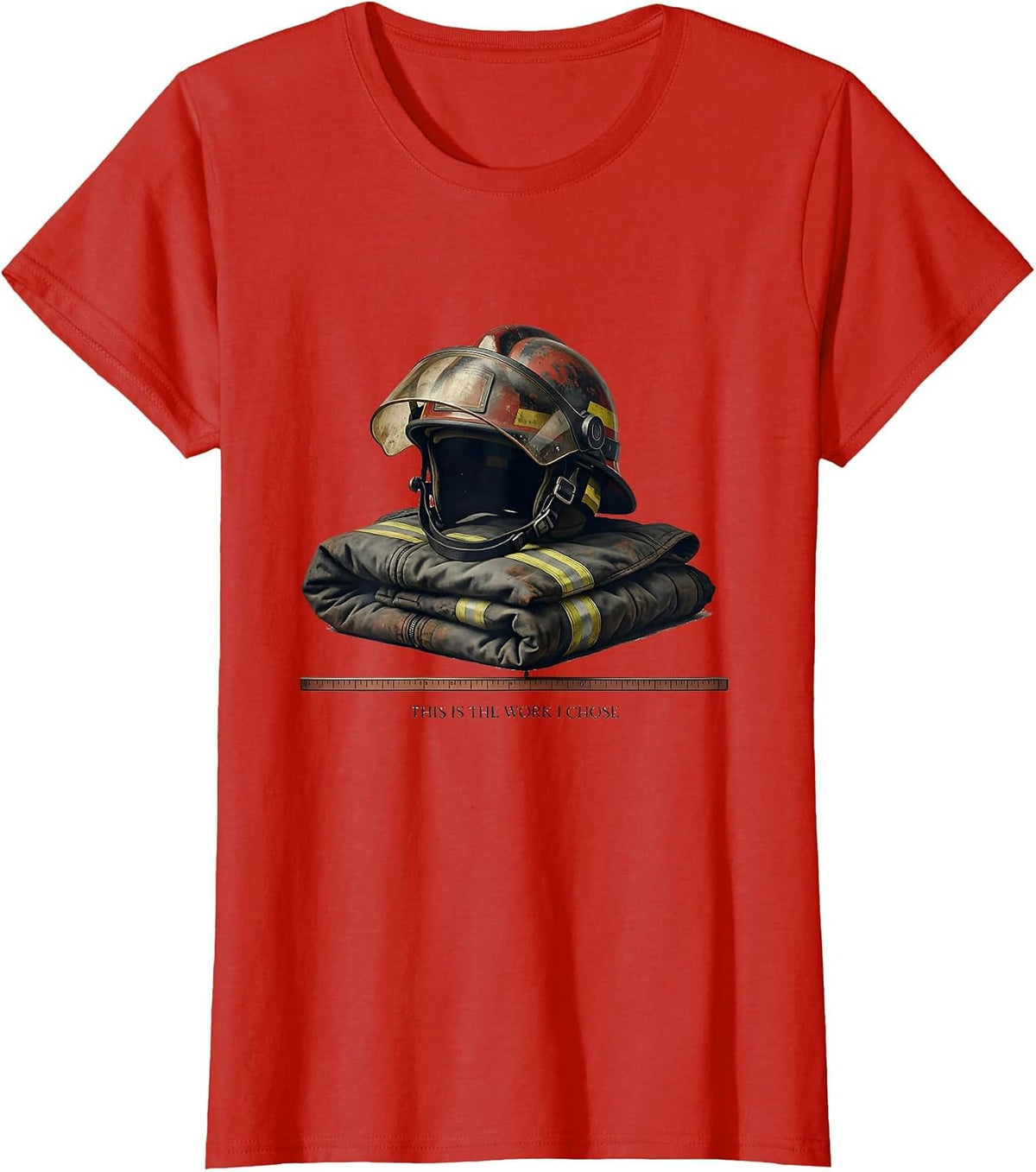 Women's This Is The Work I Chose Vintage Firefighter Humor Gift T-Shirt - Red