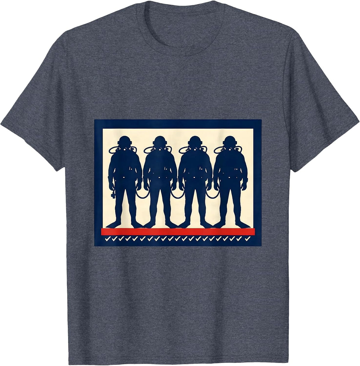 Buddy Divers Panel Screenprint Poster Scuba Diving Humor T-Shirt - Heather Blue