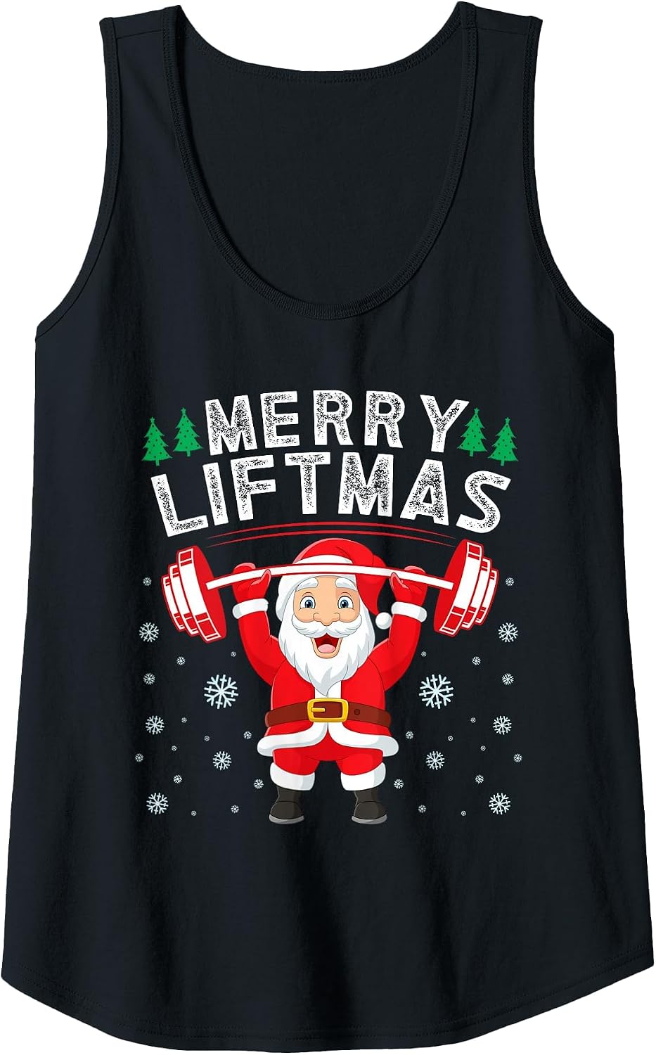 Merry Liftmas Santa Gym Workout Funny Christmas Fitness Tank Top - Black