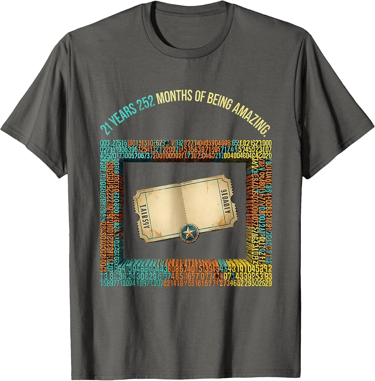 21 Years 252 Months Of Being Amazing Vintage Birthday Humor T-Shirt - Asphalt Grey