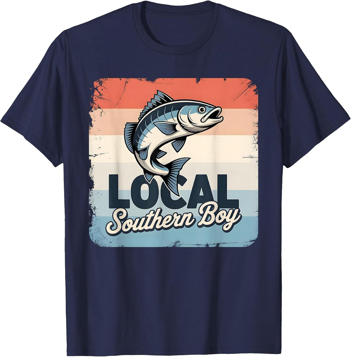 Local Southern Boy Fishing Camouflage Outdoors T-Shirt - Navy Blue