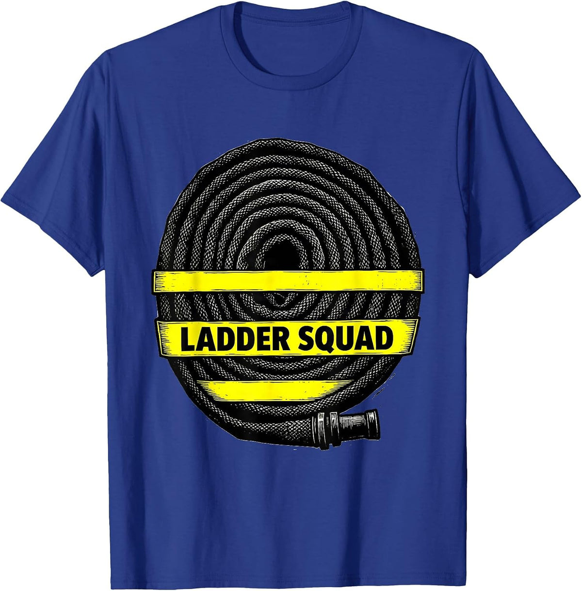 Ladder Squad Linocut Firefighter Fire Department Badge Pride T-Shirt - Royal Blue