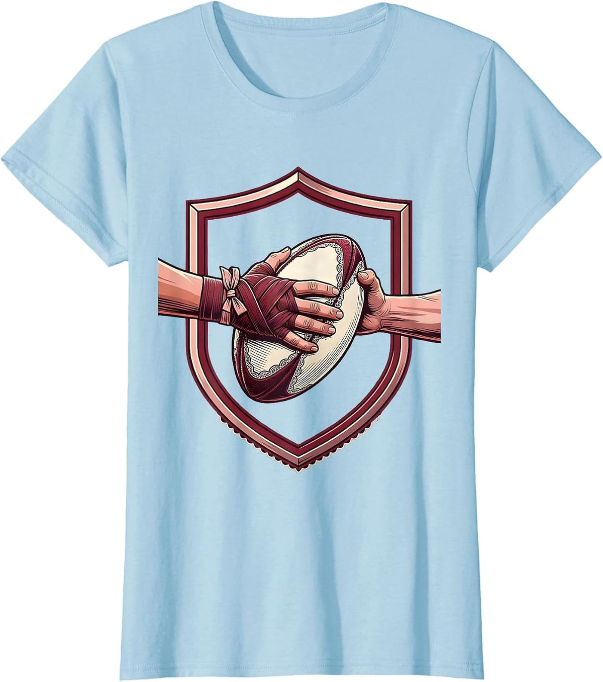 Rugby Ball Steal Fierce Player Graphic Tee T-Shirt - Baby Blue