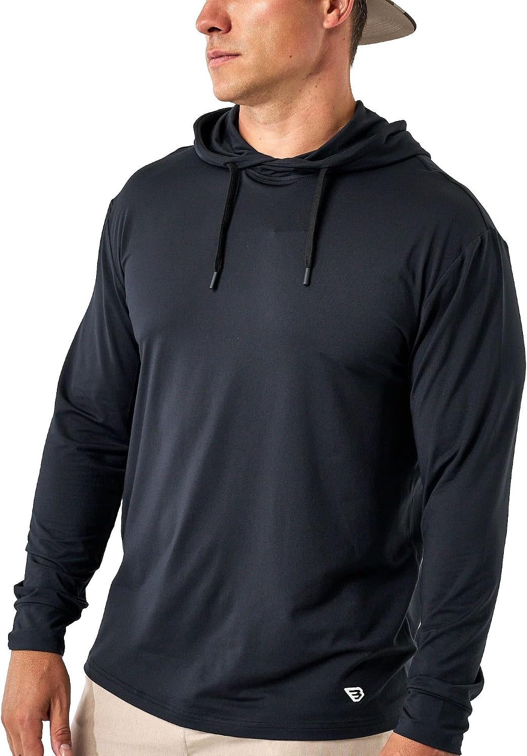 Burlebo Men’s Performance Hoodie – Lightweight Long Sleeve Pullover, Athletic Fit, Moisture-Wicking, Sun Protection - Black