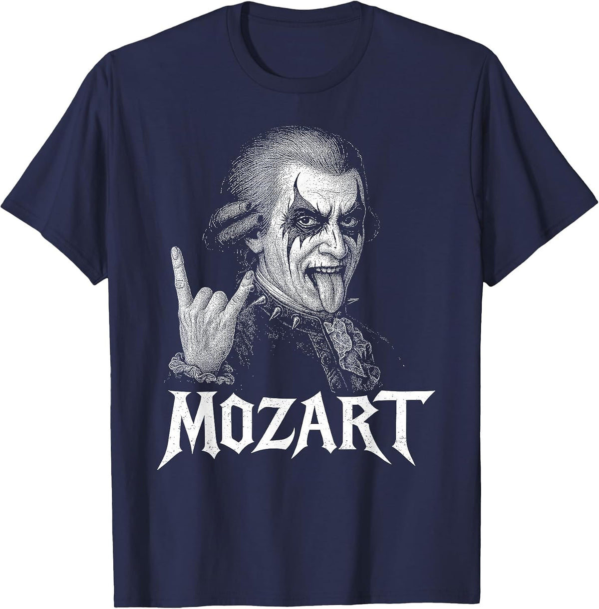 Classical Composer Mozart Music Death Metal Corpse Paint T-Shirt - Navy Blue