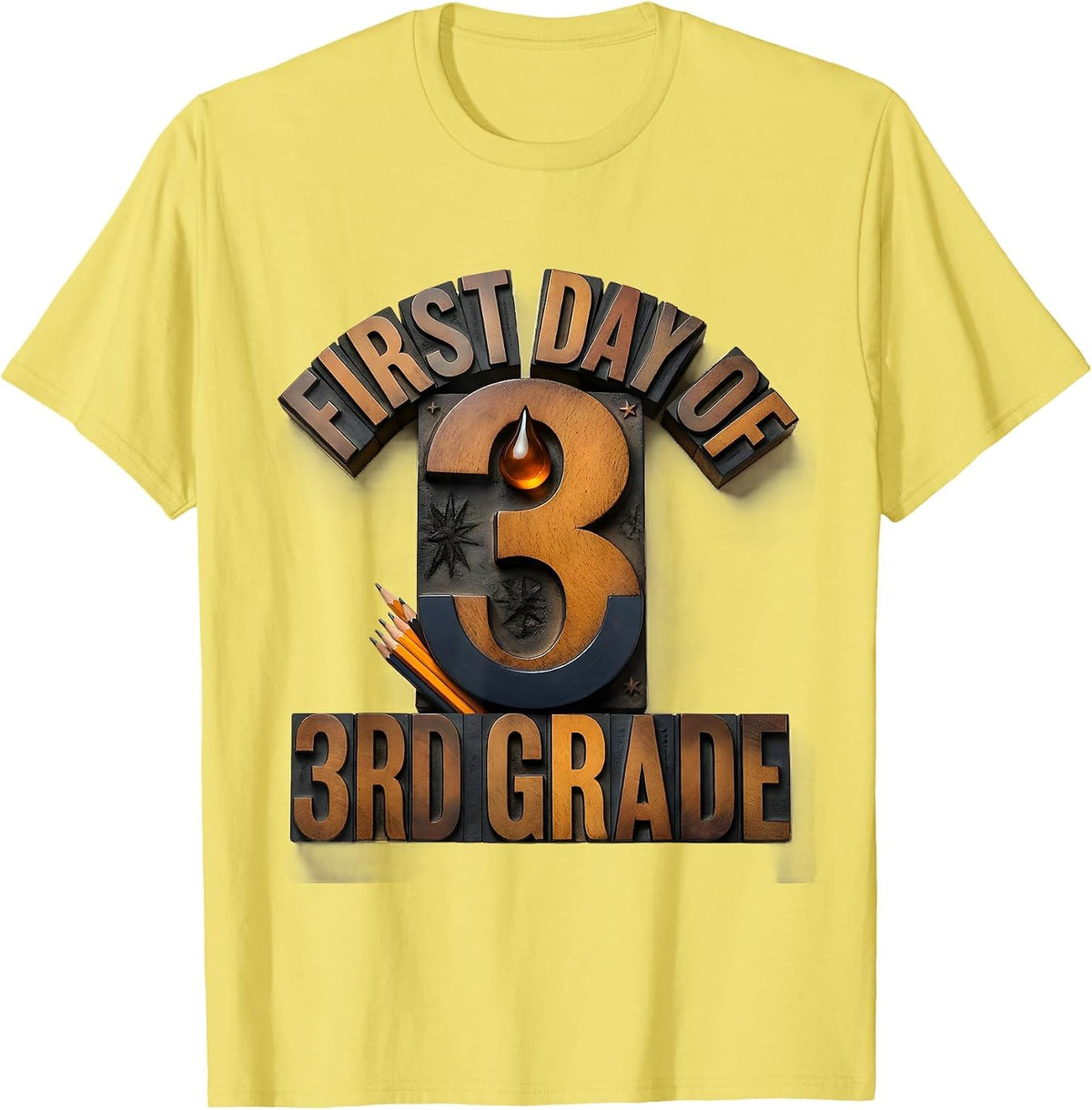 Men's First Day Of 3rd Grade Groovy Back To School Third Grade T-Shirt - Lemon Yellow