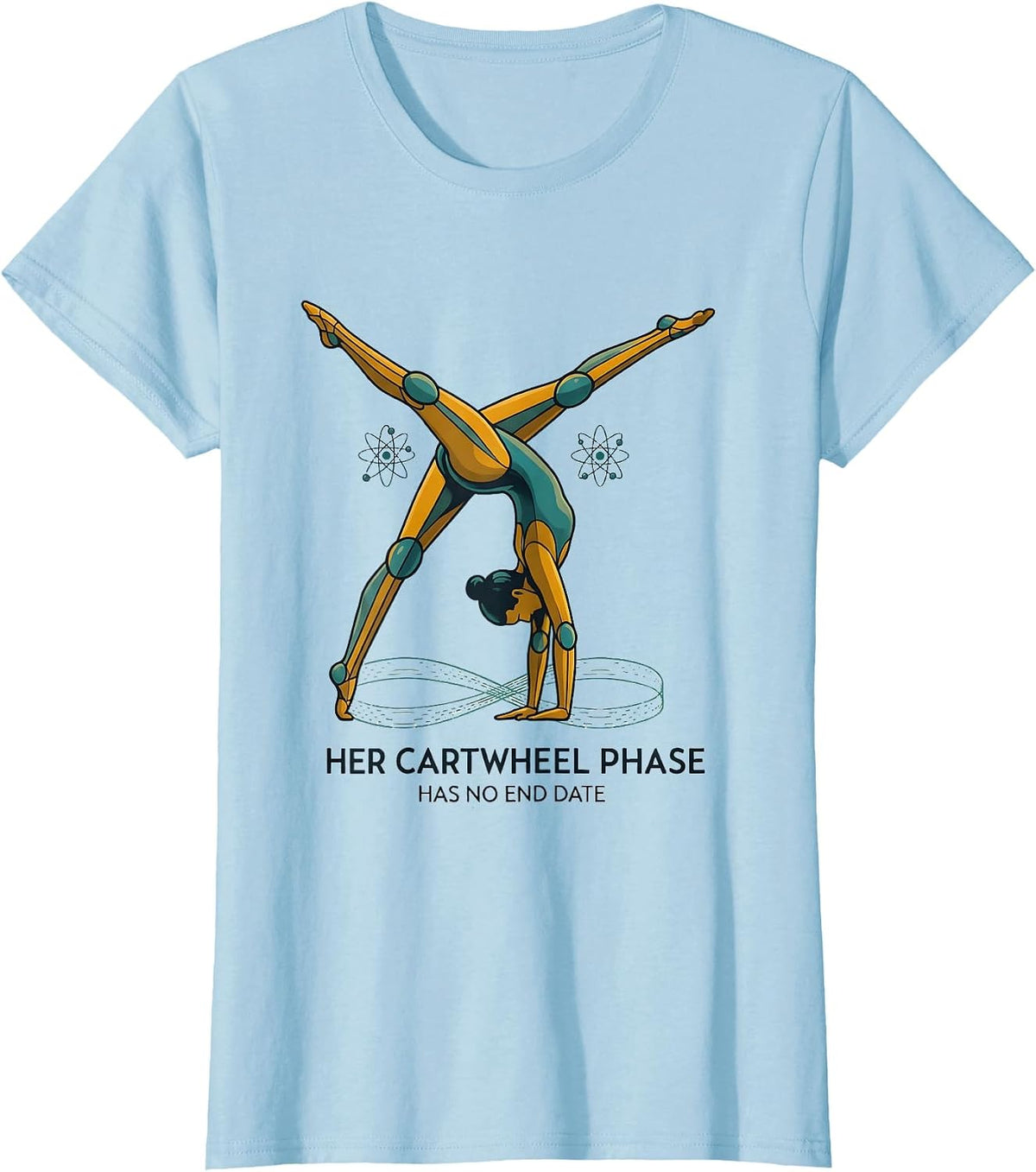 Her Cartwheel Phase Has No End Date Retro Gymnast Girl T-Shirt - Baby Blue