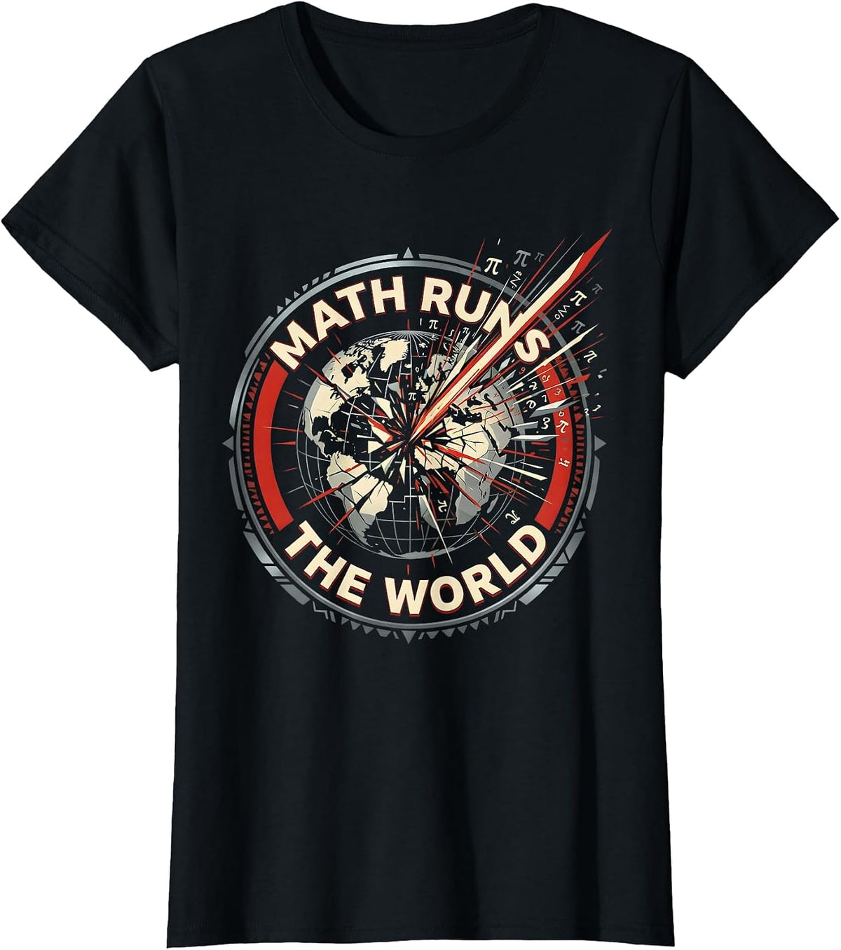 Math Runs The World Graphic Design T-Shirt - Black