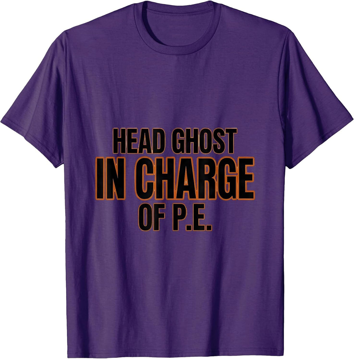 Men's Head Ghost In Charge Of P.E. Funny PE Teacher Halloween T-Shirt - Purple