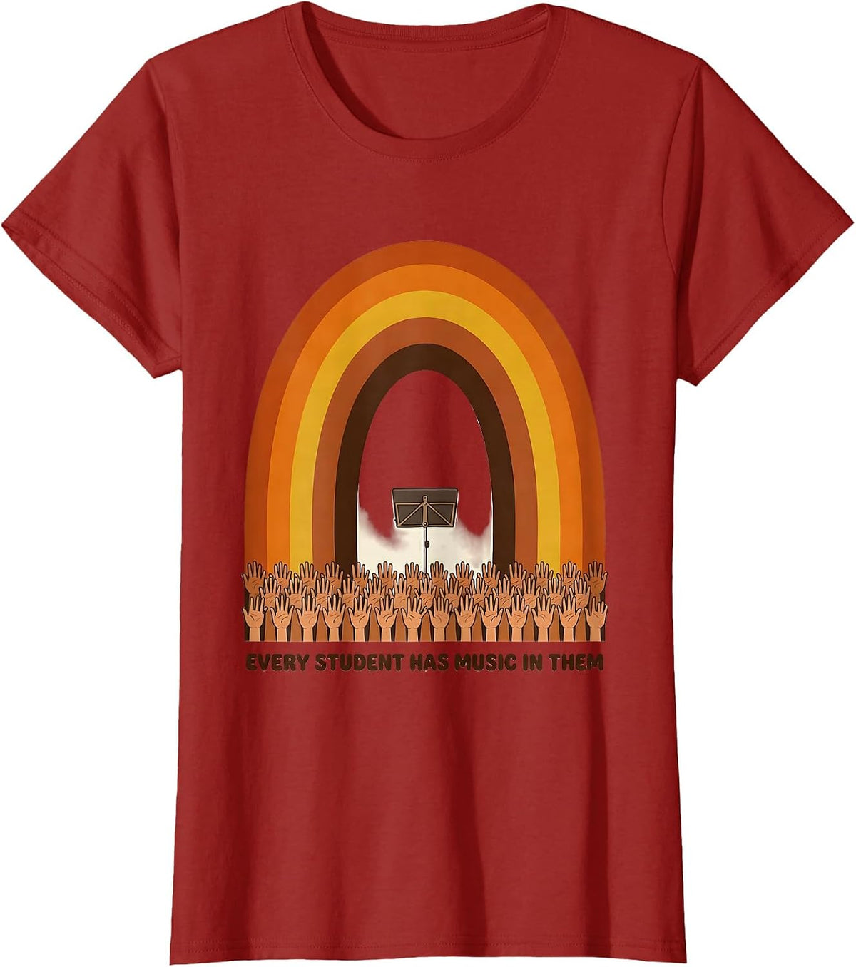 Women's Every Student Has Music In Them Retro 70s Music Teacher T-Shirt - Cranberry Red