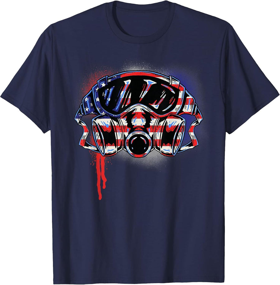 Automotive Car Painter Mask American Auto Body Technician T-Shirt - Navy Blue