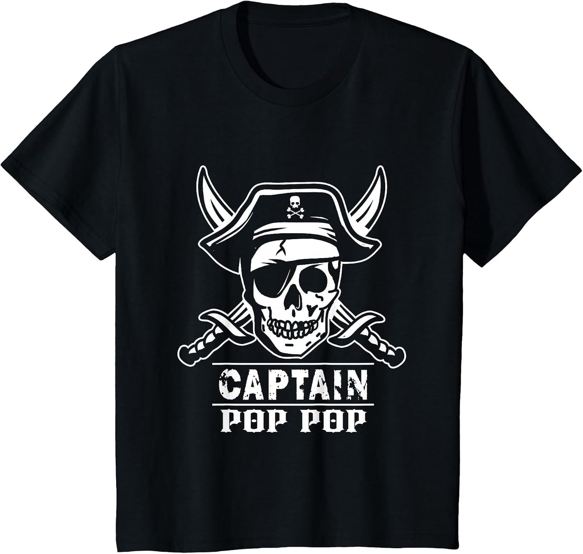 Pirate Captain Pop Pop Halloween Grandpa T-Shirt - Black