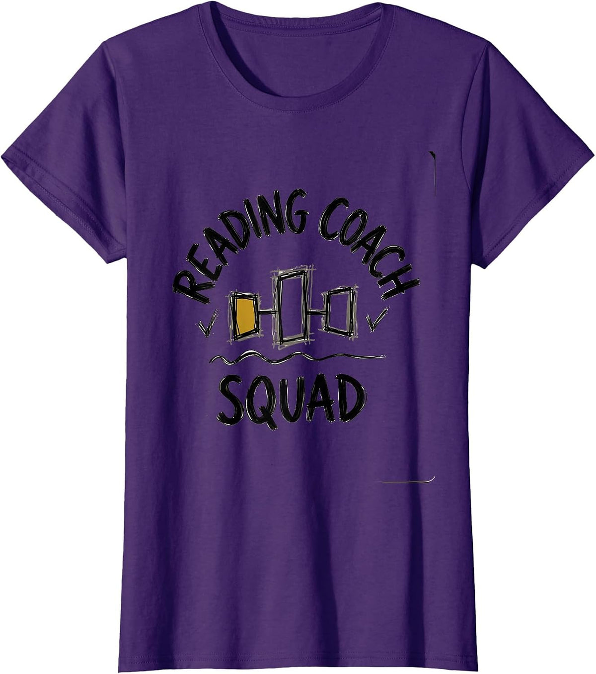 Women's Reading Coach Squad Hand-Sketched Literacy Teacher T-Shirt - Purple
